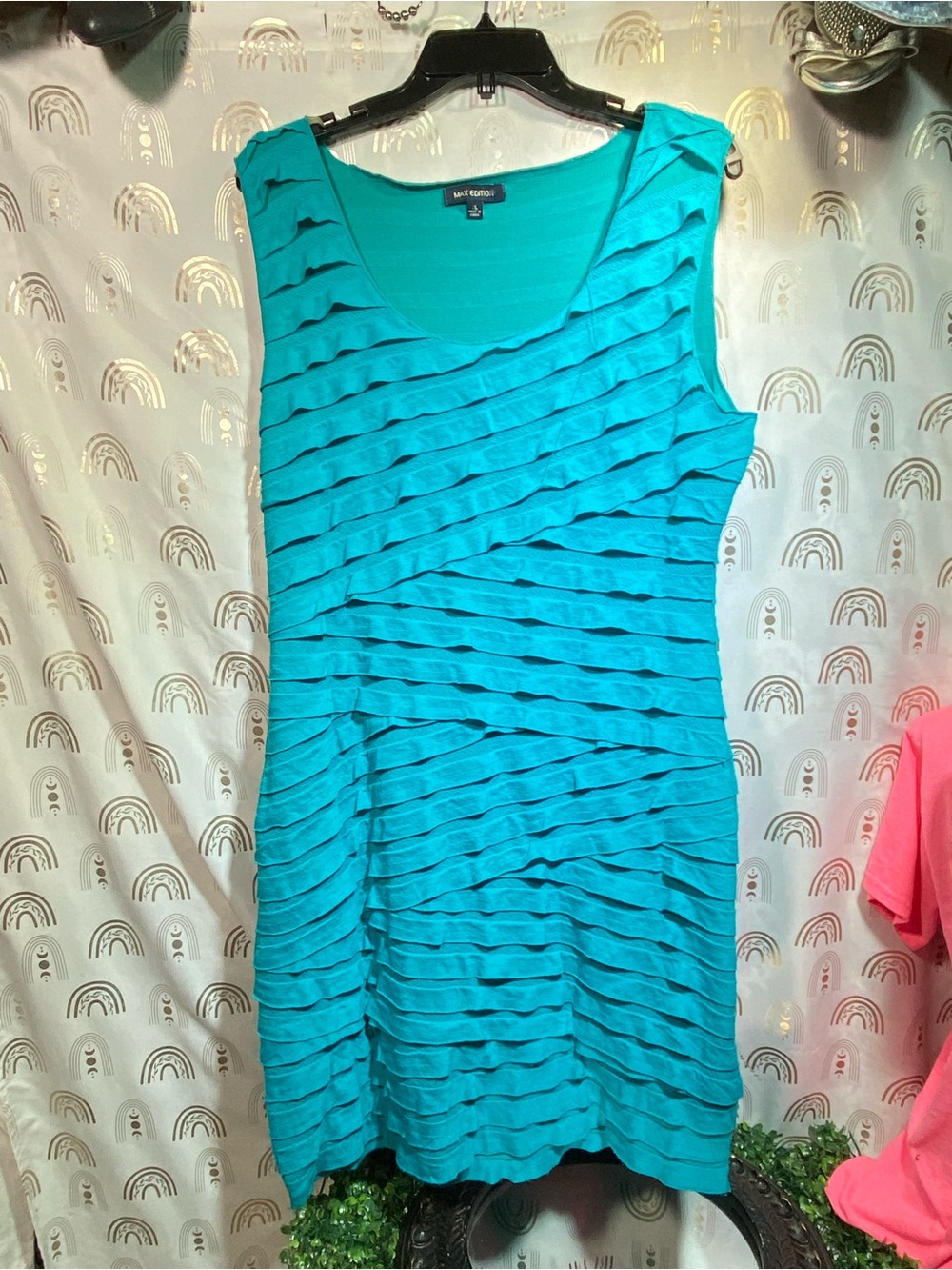Max Edition Teal Sleeveless Ruffle Midi Dress